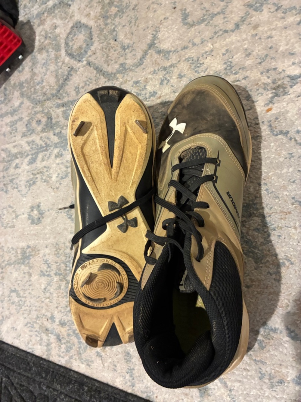 Under Armour Men’s Tan and Black Athletic Cleats Mid-Top